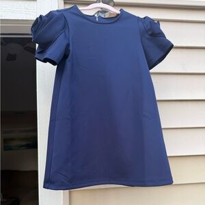 Truly Me Navy Puff Sleeve A-Line Dress